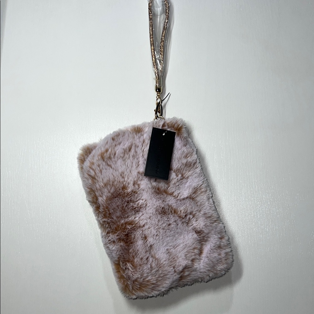 Jane & Berry Faux Fur Clutch Bag in Cream and Tan